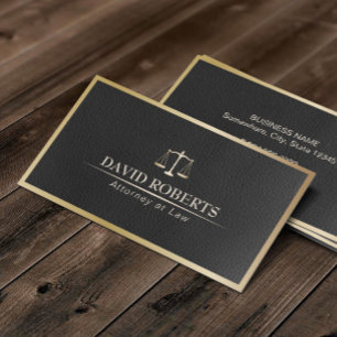 Carte De Visite Avocat en cuir noir encadré par Law Gold