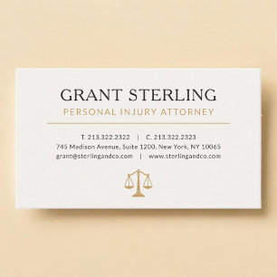 Carte De Visite Avocat en Dommages Corporels Neutre Beige Or