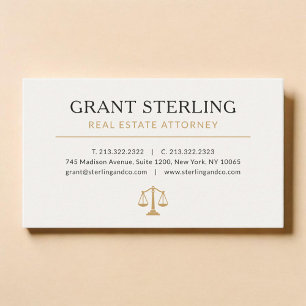 Carte De Visite Avocat en droit immobilier Beige or neutre