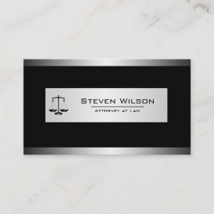 Carte De Visite Avocat en droit Noir et argent Acier Échelle jurid