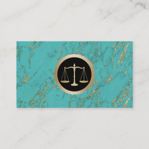 Carte De Visite Avocat en Marbre Turquoise Or tendance