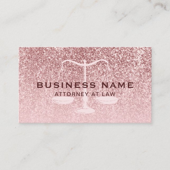 Carte De Visite Avocat Glam Rose Gold Parties scintillant Avocat e (Devant)