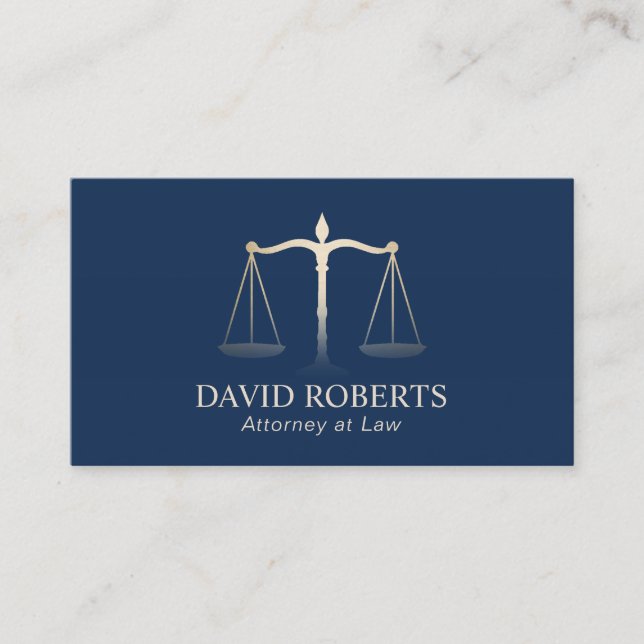 Carte De Visite Avocat Gold Justice Scale Elegance Navy Blue (Devant)