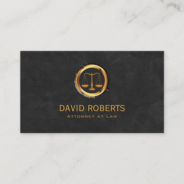 Carte De Visite Avocat Gold Scale Logo Black Attorney at Law (Devant)