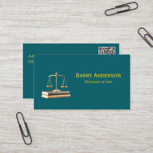 Carte De Visite Avocat Justice Balance & Livres avec code QR