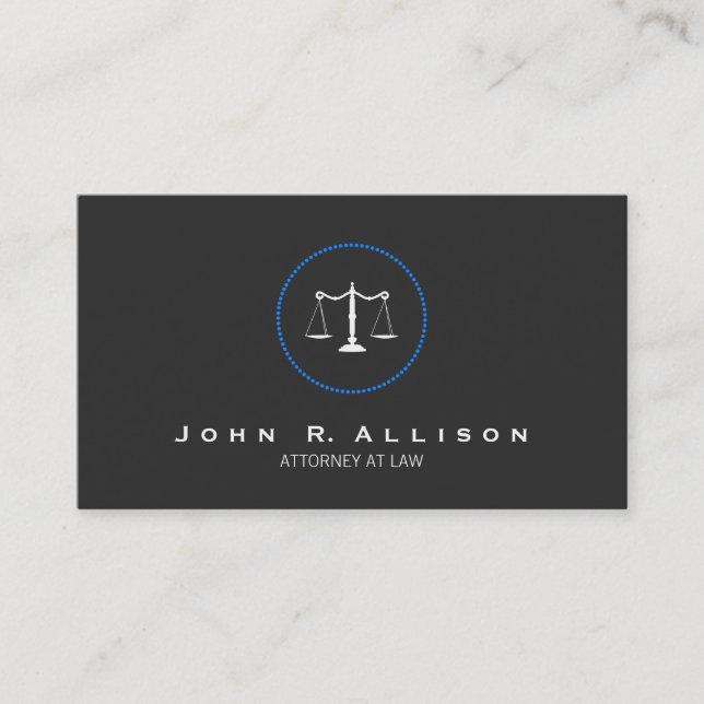 Carte De Visite Avocat Justice Scales noir blanc et bleu (Devant)