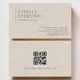Carte de visite Avocat Luxe Lin QR Code