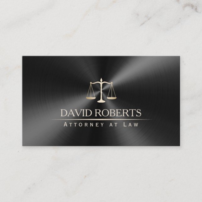 Carte De Visite Avocat Moderne Black & Gold Metallic (Devant)