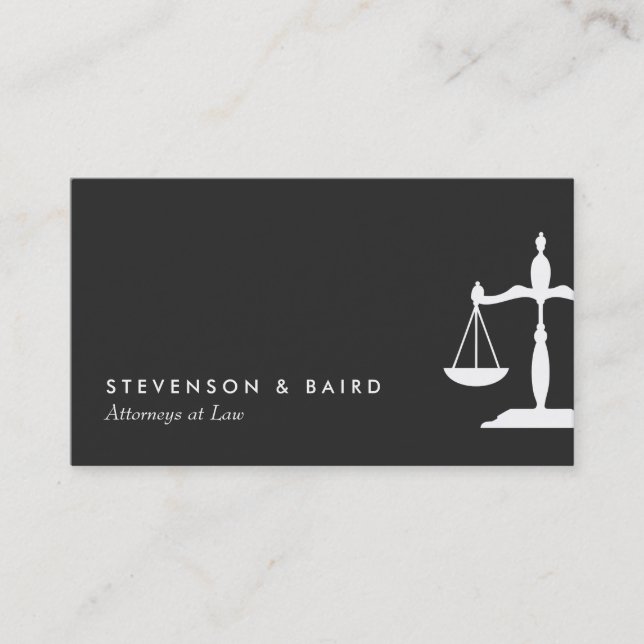 Carte De Visite Avocat moderne justice balance noir blanc (Devant)