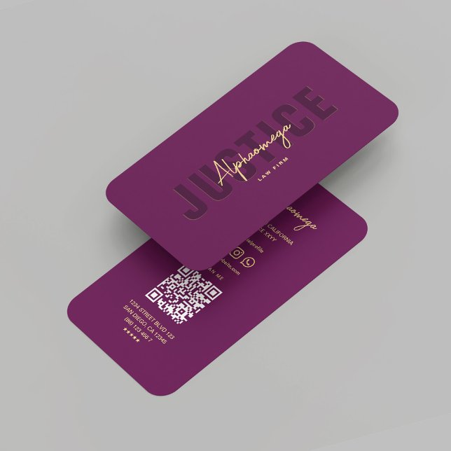 Carte De Visite Avocat moderne Justice Solliciteur Juge Lux Purple (Modern Lawyer Justice Solicitor Luxury Purple Business Card
)