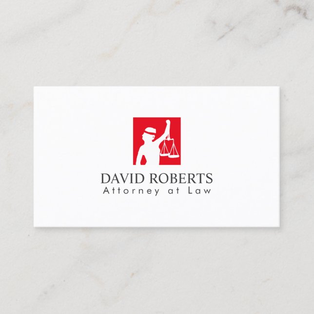 Carte De Visite Avocat moderne Red Lady Justice Logo Procureur (Devant)