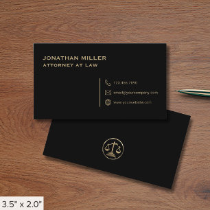 Carte De Visite Avocat noir et or simple