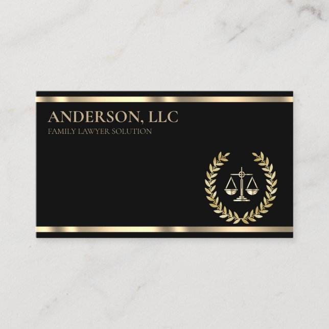 Carte De Visite Avocat professionnel à l'échelle Black & Gold de L (Devant)