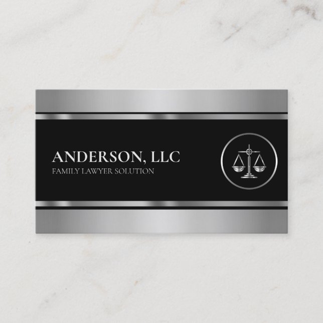 Carte De Visite Avocat professionnel à l'échelle de Law Black & Si (Devant)