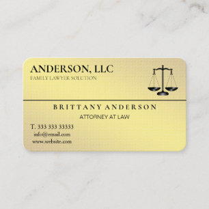 Carte De Visite Avocat Professionnel au Barreau Échelle Or Noir