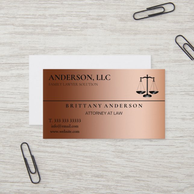 Carte De Visite Avocat professionnel de droit à échelle noire (Devant/Arrière en situation)