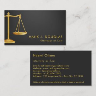 Carte De Visite Avocat professionnel Faux Gold & Black