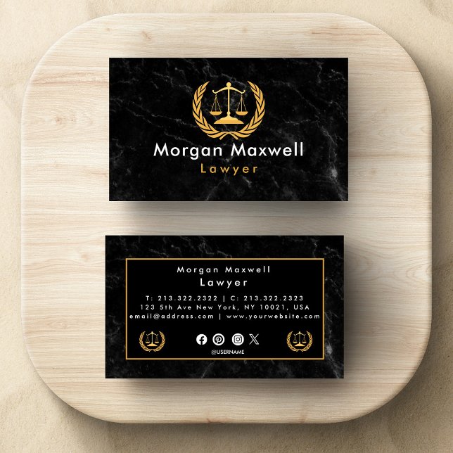 Carte De Visite Avocat professionnel Gold Black Luxury (Créateur téléchargé)