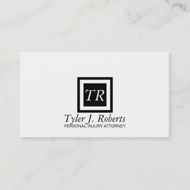 Carte De Visite Avocat professionnel moderne Noir & Blanc Procureu (Devant)