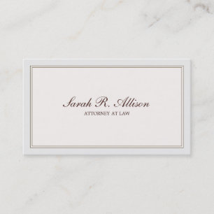 Carte De Visite Avocat simple et élégant ivoire avec frontière