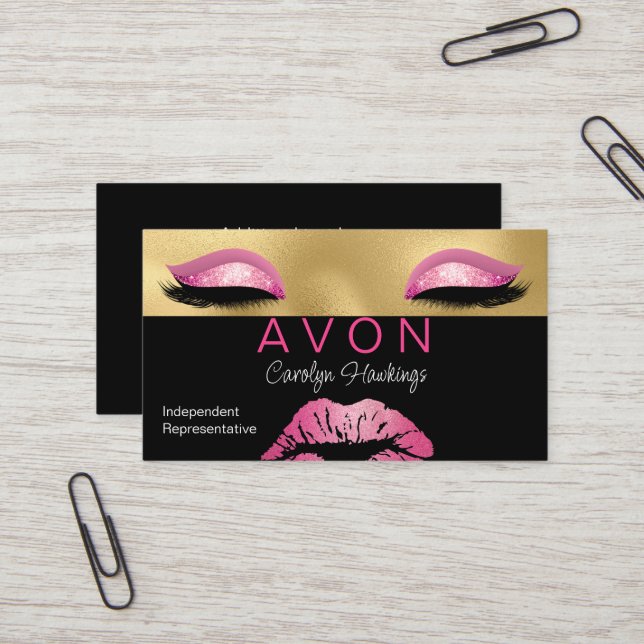 Carte de visite Avon Rep Indépendant Glam (Devant/Arrière en situation)