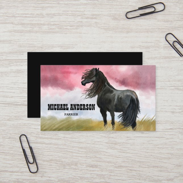 Carte De Visite Awesome Horse (Devant/Arrière en situation)