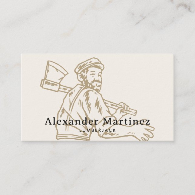 Carte De Visite Axe Lumberjack Handyman Carpenter Woodworker (Devant)