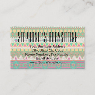 Carte De Visite Aztec Tribal Native Pastel Motif géométrique