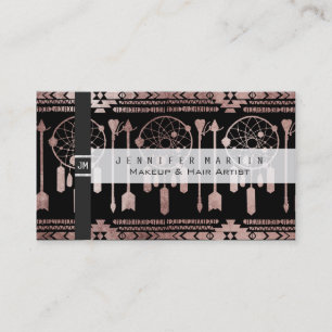 Carte De Visite Aztèque tribal d'or rose de Dreamcatcher sur le