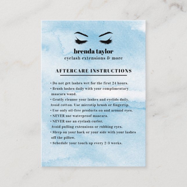 Carte De Visite Azure Glam Eyelash Browbar Instructions pour les s (Devant)