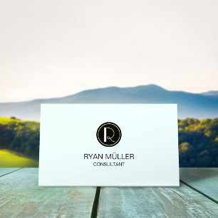 Carte De Visite Azure Mist Professional Chic Plain et Monogramme