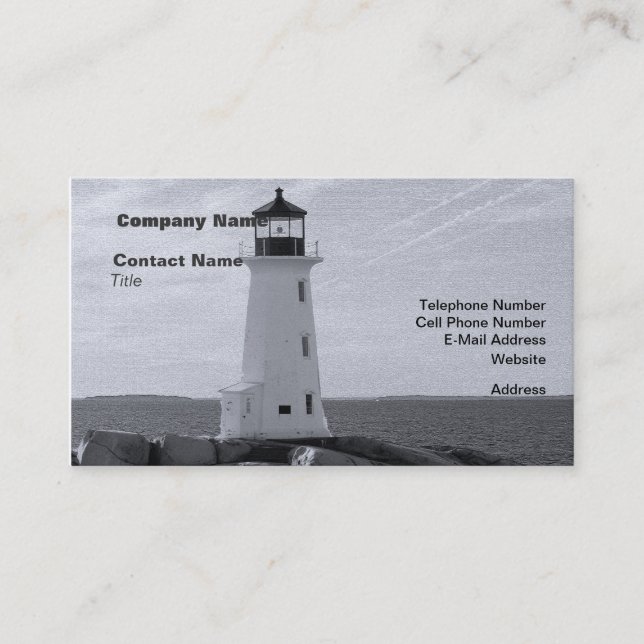 Carte De Visite B&W Peggy's Cove Lighthouse (Devant)