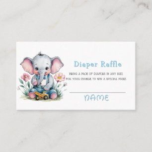 Carte De Visite Baby Elephant avec Truck Boy Diaper Raffle