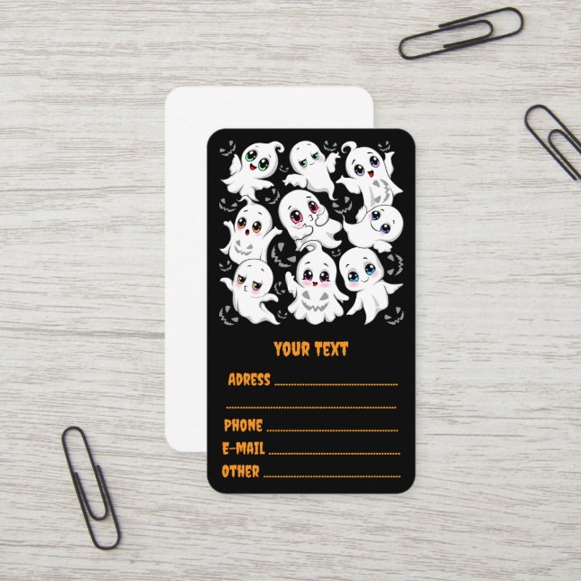Carte De Visite Baby Ghosts Éffrayant mignon Halloween humeur (Devant/Arrière en situation)