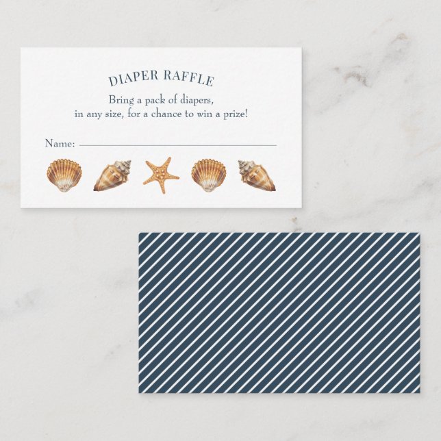 Carte De Visite Baby shower bleu marine Raffin de couche (Devant / Derrière)