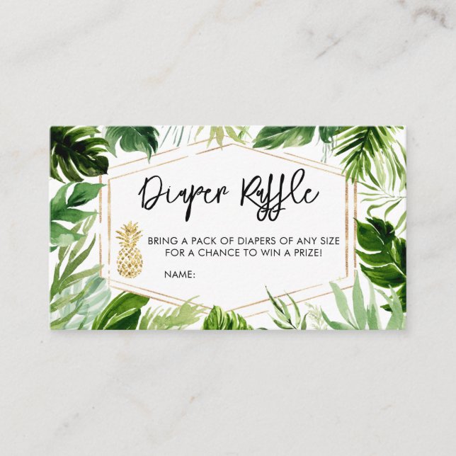 Carte De Visite Baby shower d'ananas verdoyant Raffle (Devant)
