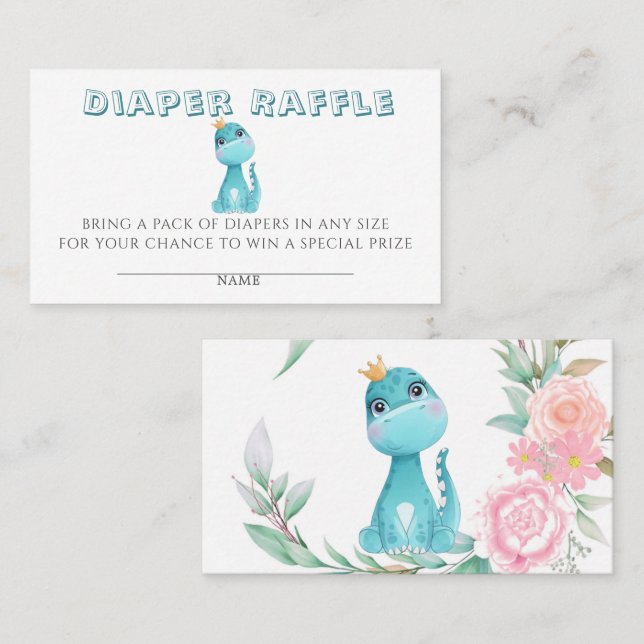 Carte De Visite Baby shower de carafe de la princesse Dinosaur Peo (Devant / Derrière)