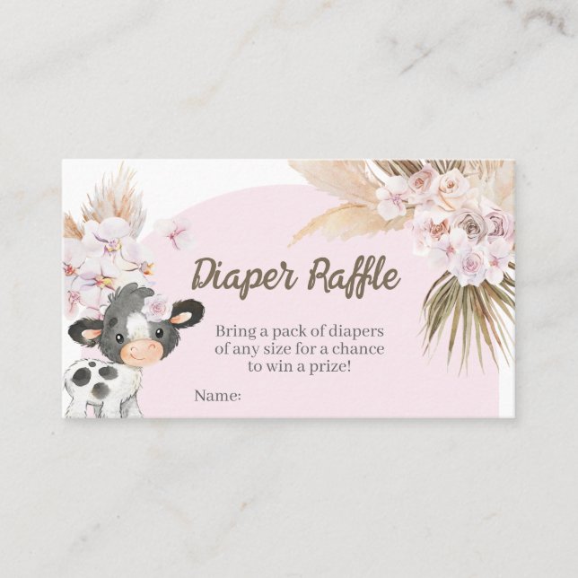 Carte De Visite Baby shower de la vache Boho Raffin de couche (Devant)