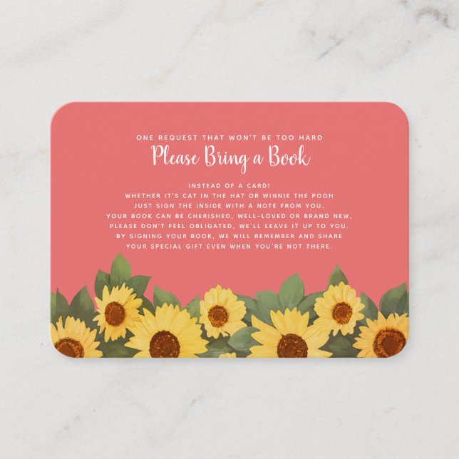 Carte De Visite Baby shower de printemps de tournesol S'il vous pl (Devant)