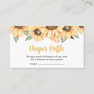 Carte De Visite Baby shower de tournesol rustique Raffle de couche