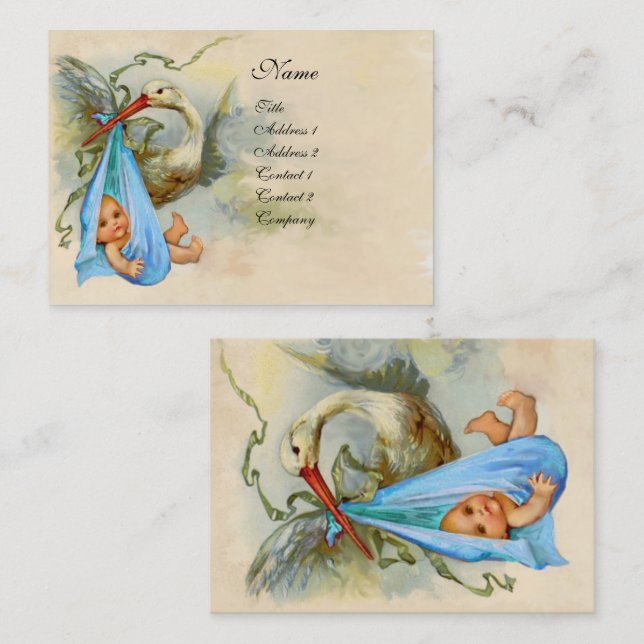 CARTE DE VISITE BABY SHOWER EN STORE BLEU ROSE (Devant / Derrière)