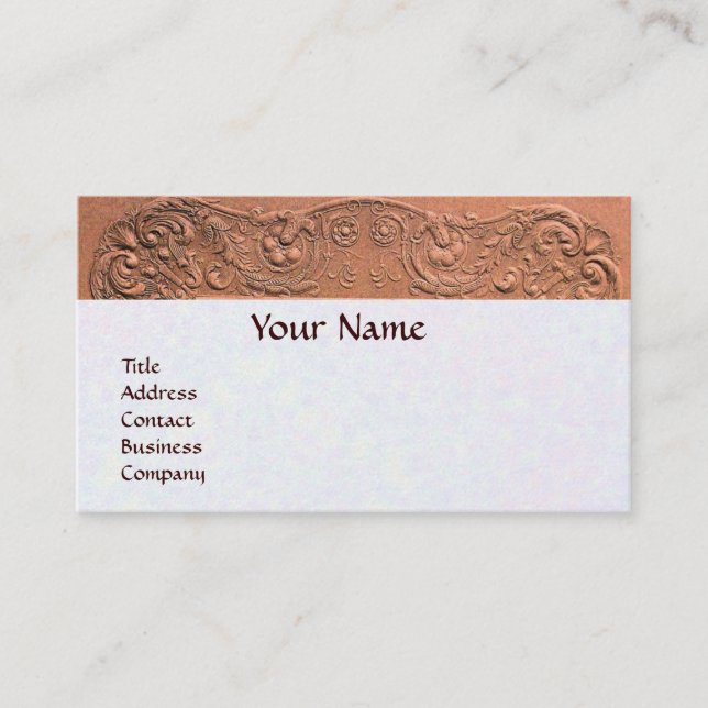 Carte De Visite Baby shower FILLE ANTIQUE ROSE MONOGRAMME FLORAL (Devant)