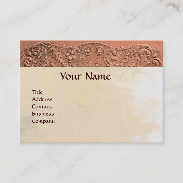 Carte De Visite Baby shower FILLE ANTIQUE ROSE MONOGRAMME FLORAL (Devant)