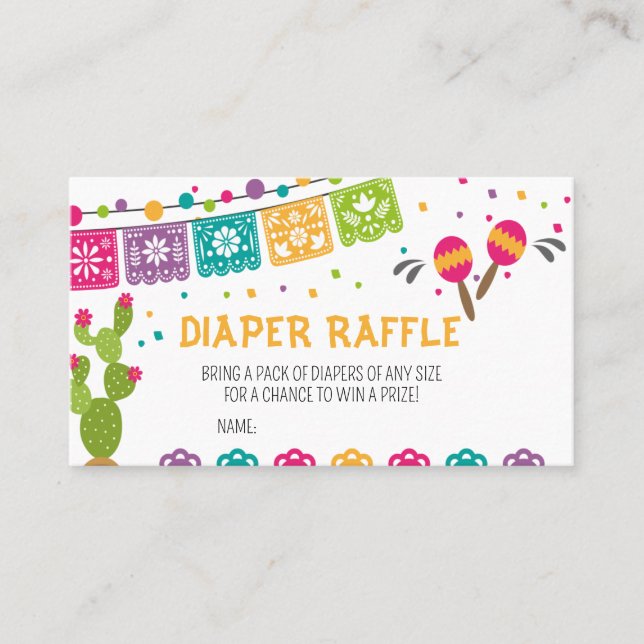 Carte De Visite Baby shower mexicain Boho Fiesta Déchets Raffle (Devant)