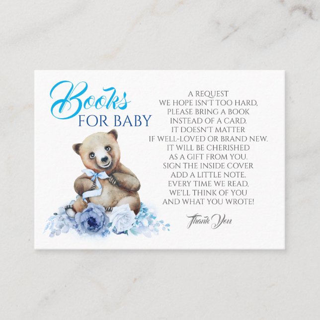 Carte De Visite Baby shower Petits Livres Ours Pour Bébé (Devant)