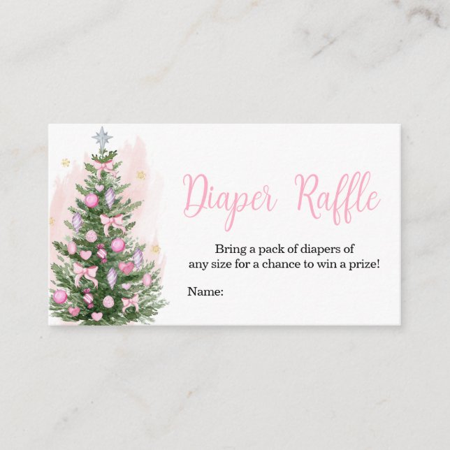 Carte De Visite Baby shower rose de Noël Déchets Raffle (Devant)