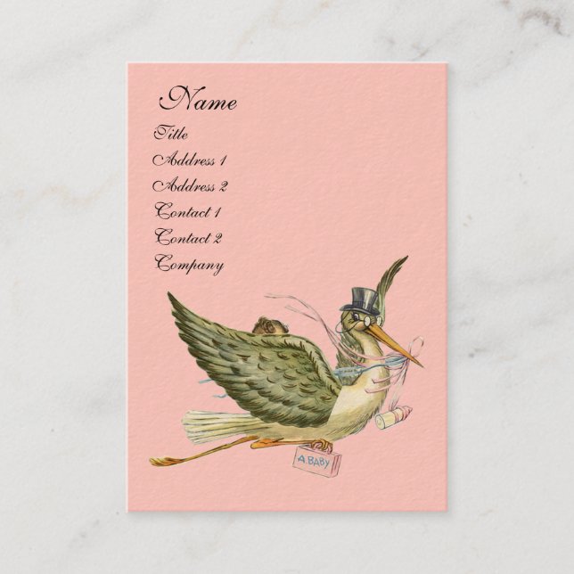 CARTE DE VISITE BABY SHOWER STORK (Devant)