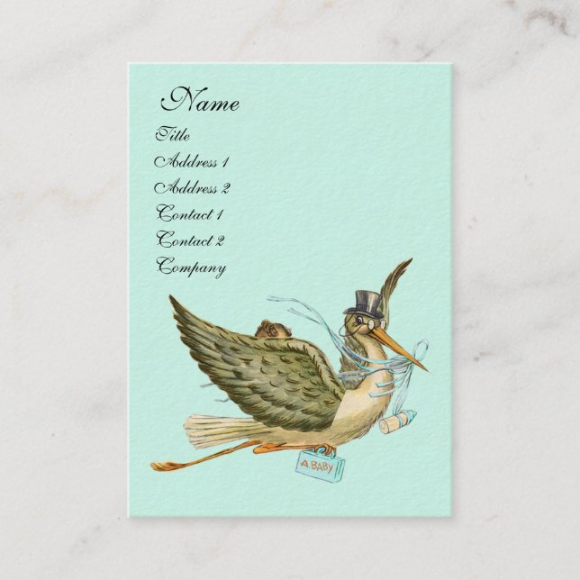 CARTE DE VISITE BABY SHOWER STORK (Devant)