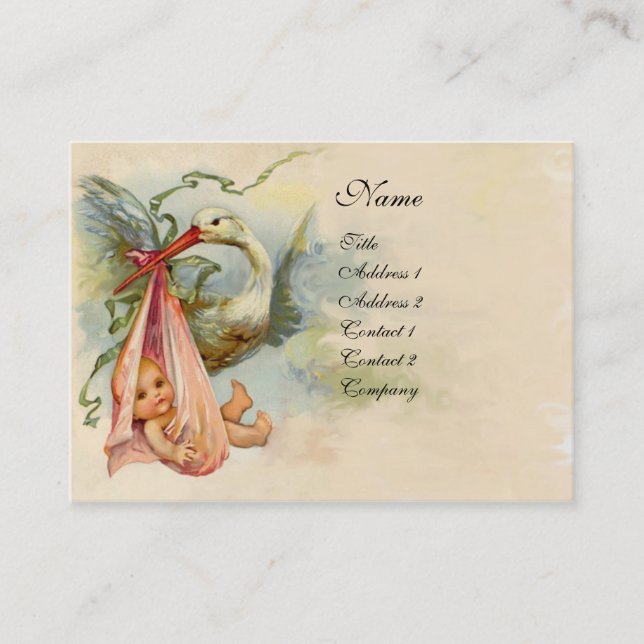 CARTE DE VISITE BABY SHOWER STORK 2 (Devant)
