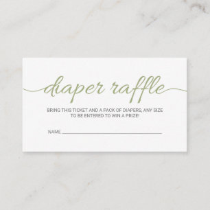 Carte De Visite Baby shower vert olive Raffin Insérer le billet